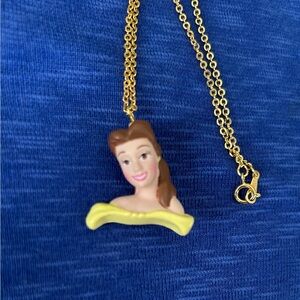 Disney Beauty Beast Belle Bust Fashion Gold Girls Necklace With Box